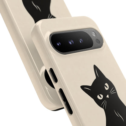 Minimalist Cream & Black Cat Phone Case