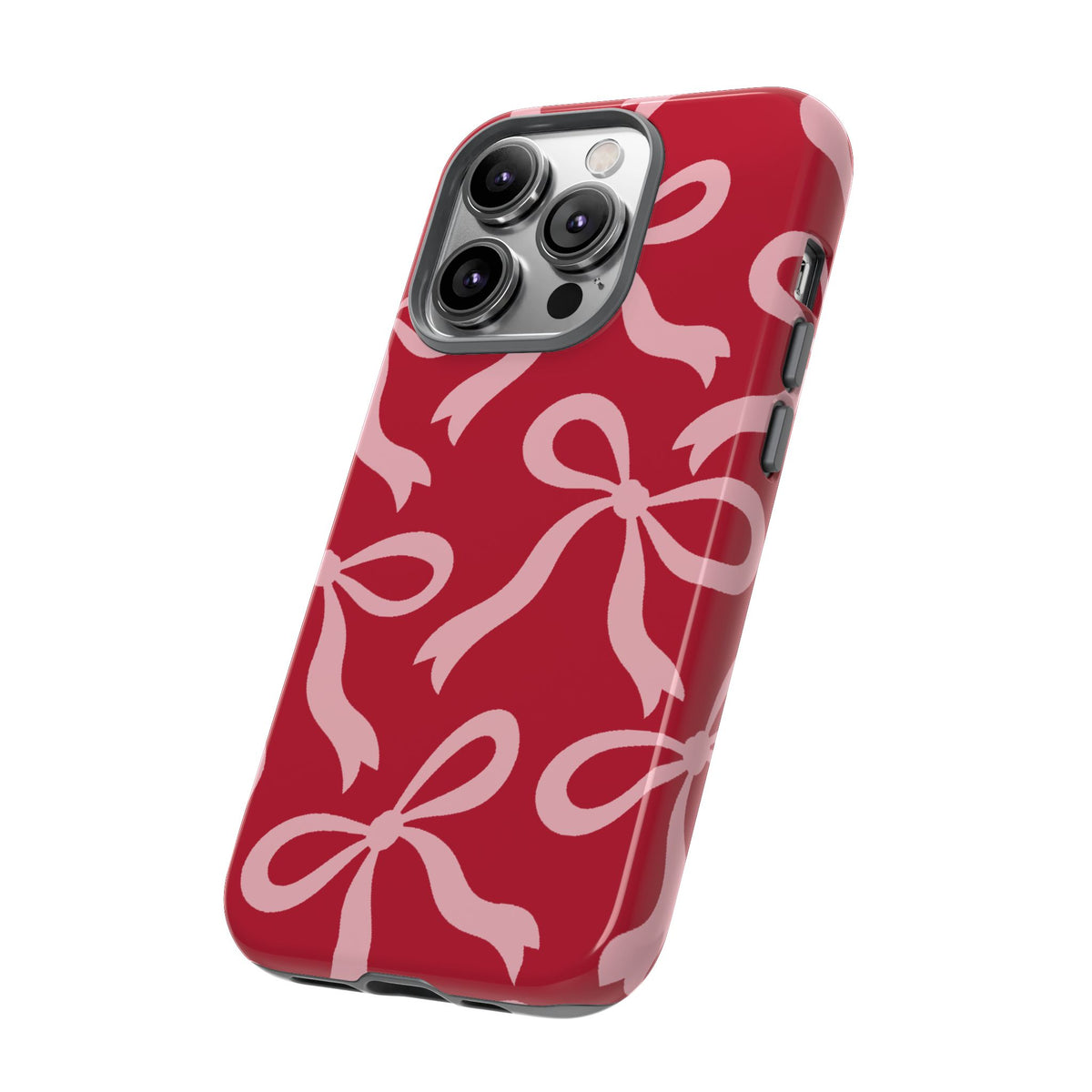 Bold Raspberry Red and Blush Pink Bow Pattern Phone Case - Red Phone Case