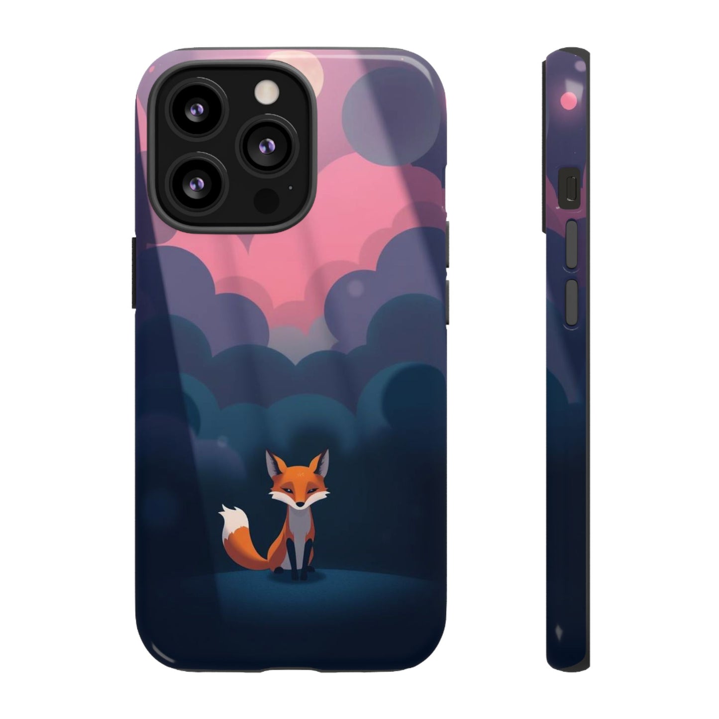 iPhone 13 Pro / Glossy Phone Case - Moody Pop Art Fox Design Phone Case