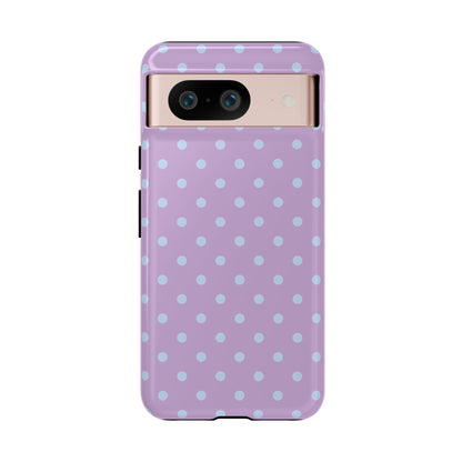 Google Pixel 8 / Glossy Phone Case - Trendy Lilac & Ice Blue Dot Pattern Phone Case