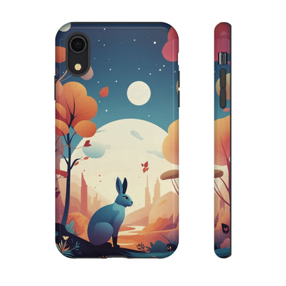 iPhone XR / Glossy Phone Case - Stylised Blue Hare Design Phone Case