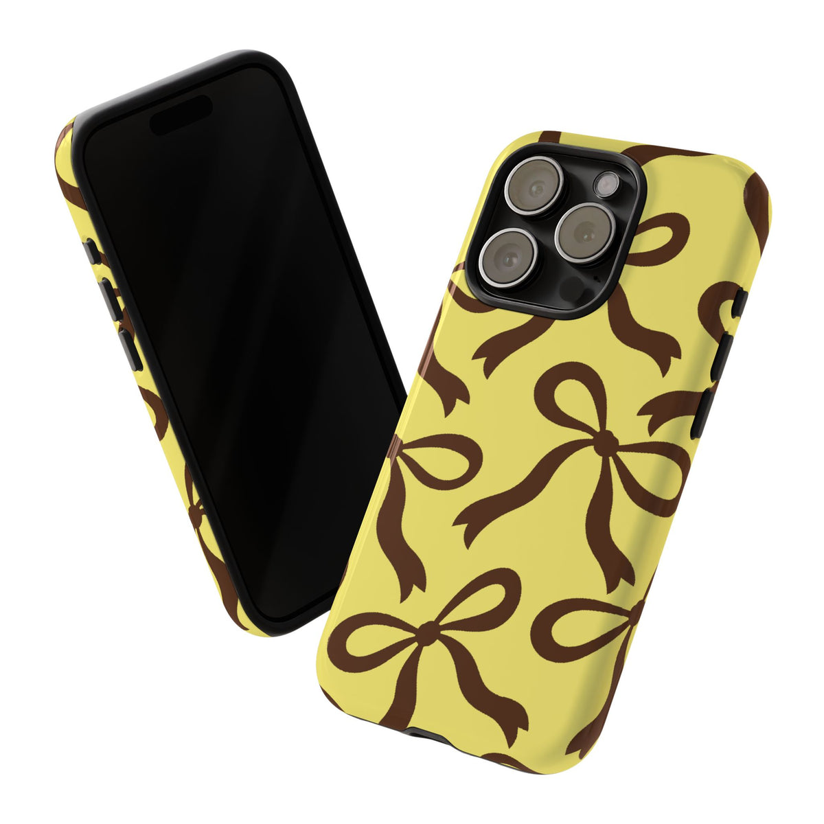 Bold Butter Yellow and Chocolate Brown Bow Pattern Phone Case - Yellow Phone Case