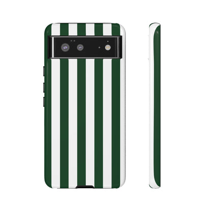 Google Pixel 6 / Glossy Phone Case - Simple Dark Green & White Stripe Pattern Phone Case