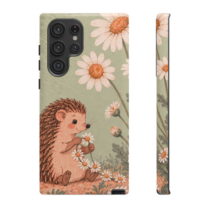 Whimsical Sage Green Hedgehog and Daisy Chain Phone Case - Green Phone Case - Samsung Galaxy S22 Ultra / Glossy