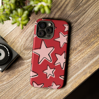 Cherry Red Doodle Star Phone Case
