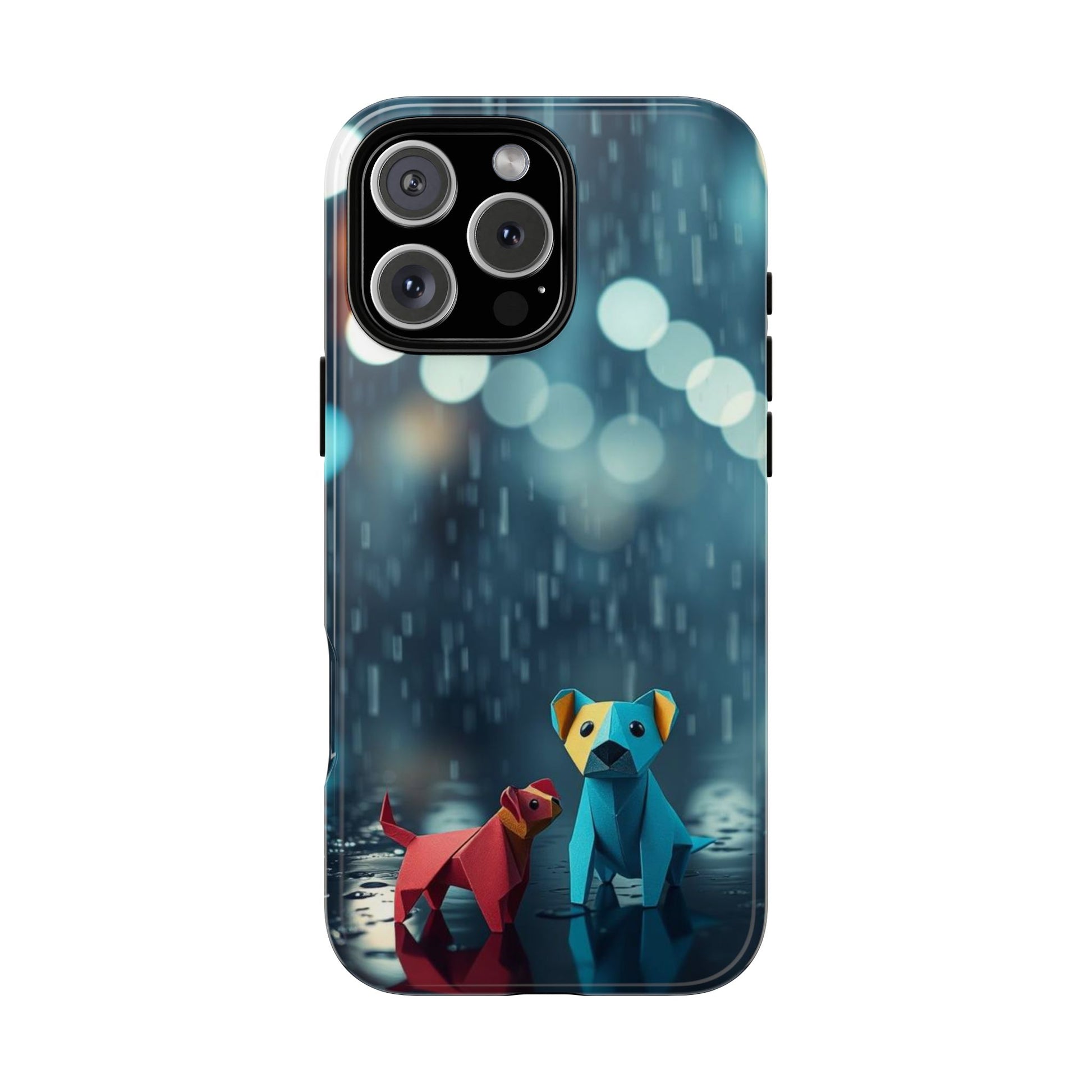 Cute Origami ’Wee Pals’ Design Phone Case - Blue Phone Case - iPhone 16 Pro Max / Glossy