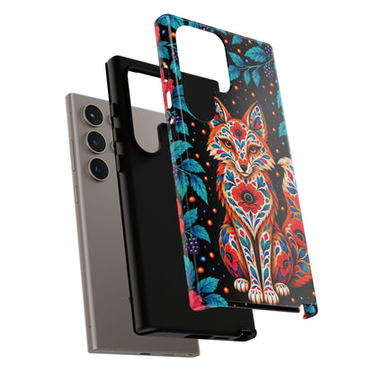 Vibrant Orange and Turquoise Calavera Fox Phone Case - Multicolor Phone Case