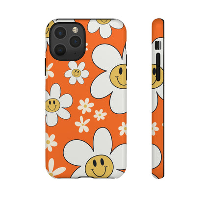 Fun Retro Daisy Pattern with Orange Background Phone Case - Orange Phone Case - iPhone 11 Pro / Glossy