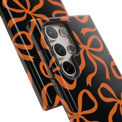 Bold Black and Burnt Orange Bow Pattern Phone Case