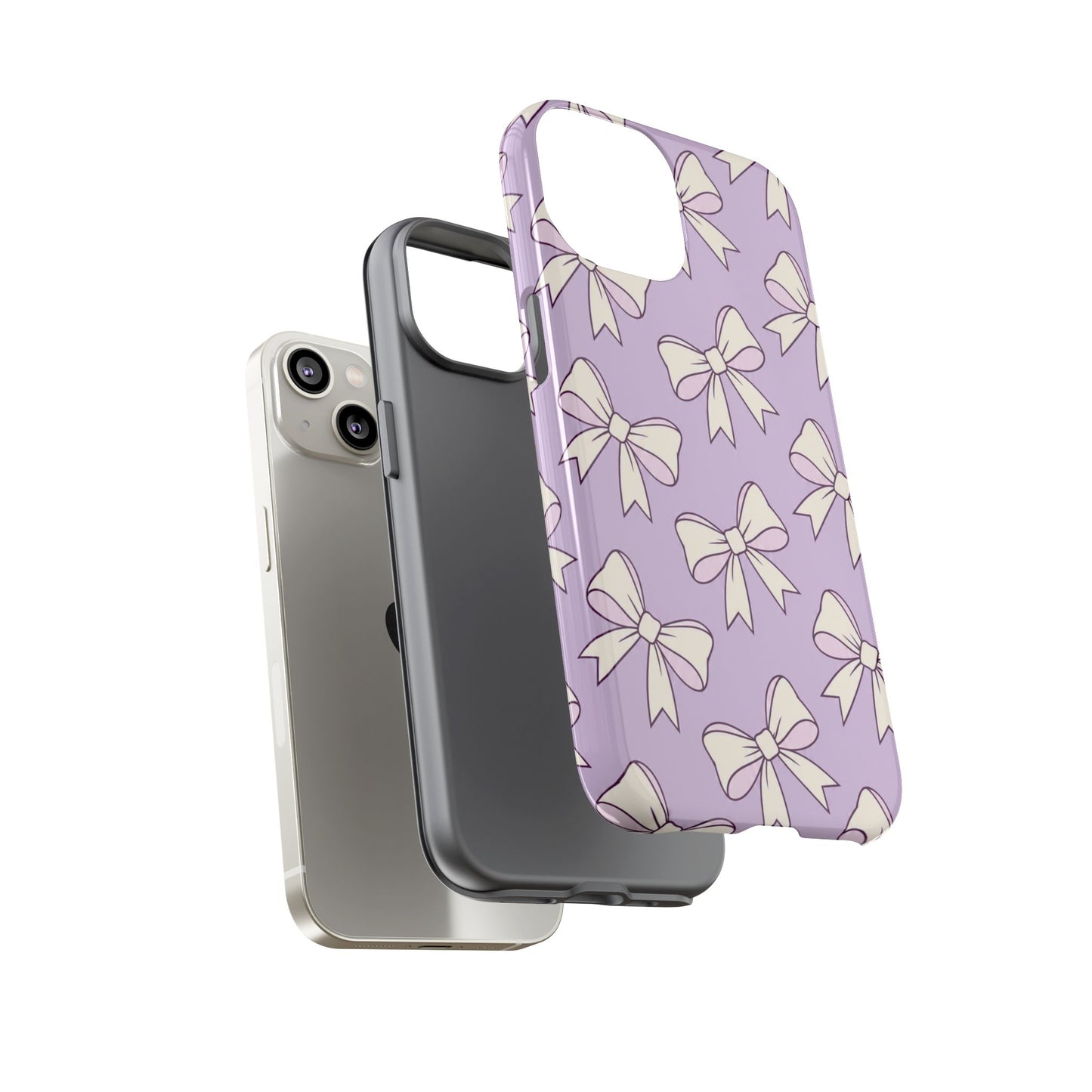 Chic Lilac Bow Pattern Phone Case