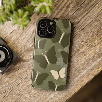 Minimalist Olive Green Butterfly Pattern Phone Case - Green Phone Case