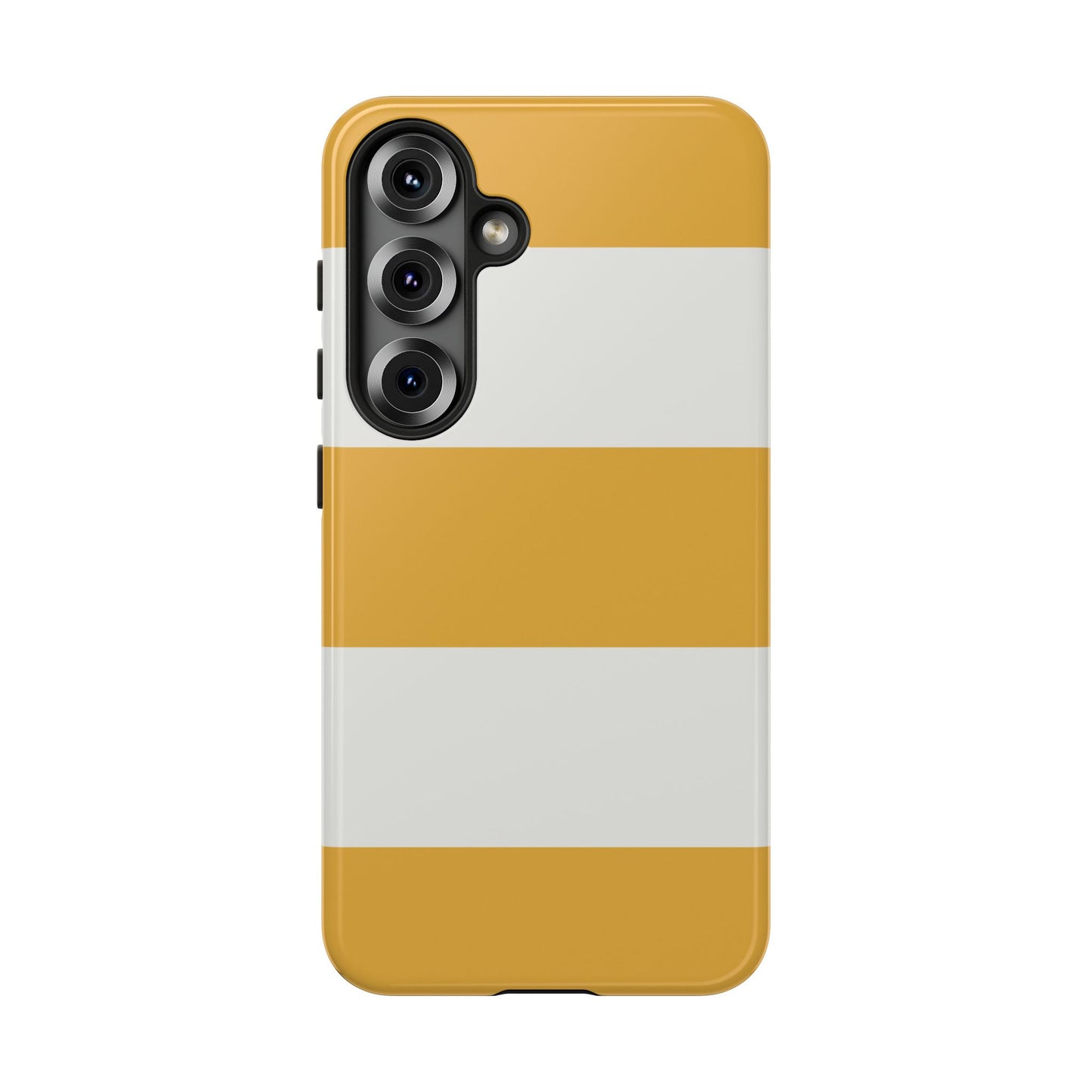 Samsung Galaxy S25 / Glossy Phone Case - Yellow & White Horizontal Stripe Pattern Phone Case