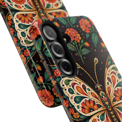 Vibrant Terracotta and Teal Calavera Butterfly Phone Case - Multicolor Phone Case