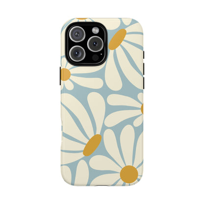 Retro Light Blue Daisy Pattern Phone Case - Blue Phone Case - iPhone 16 Pro Max / Glossy