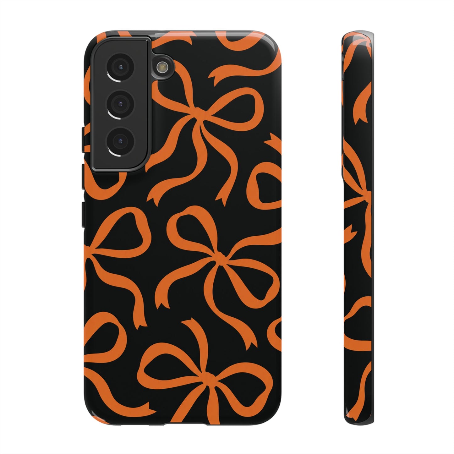 Bold Black and Burnt Orange Bow Pattern Phone Case