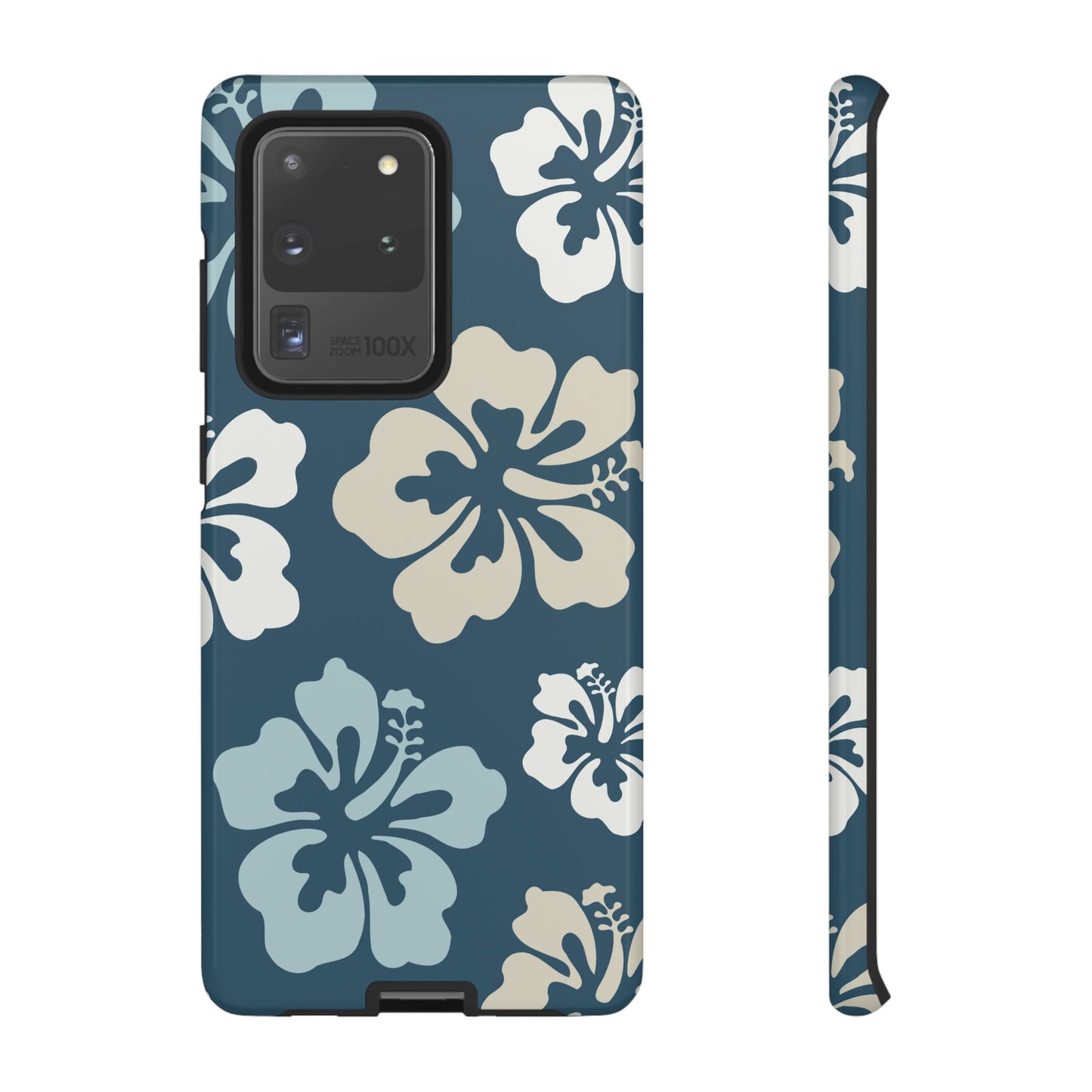 Samsung Galaxy S20 Ultra / Glossy Phone Case - ’Blue Hibiscus Retro Pattern #1’ Phone Case