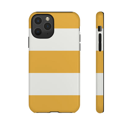 iPhone 11 Pro / Glossy Phone Case - Yellow & White Horizontal Stripe Pattern Phone Case