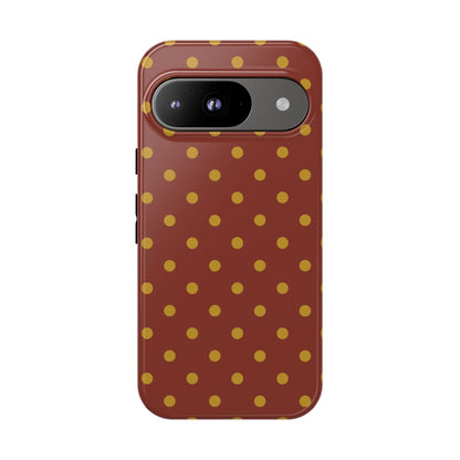 Trendy Brown & Mustard Dot Pattern Phone Case - Brown Phone Case - Google Pixel 9 / Glossy