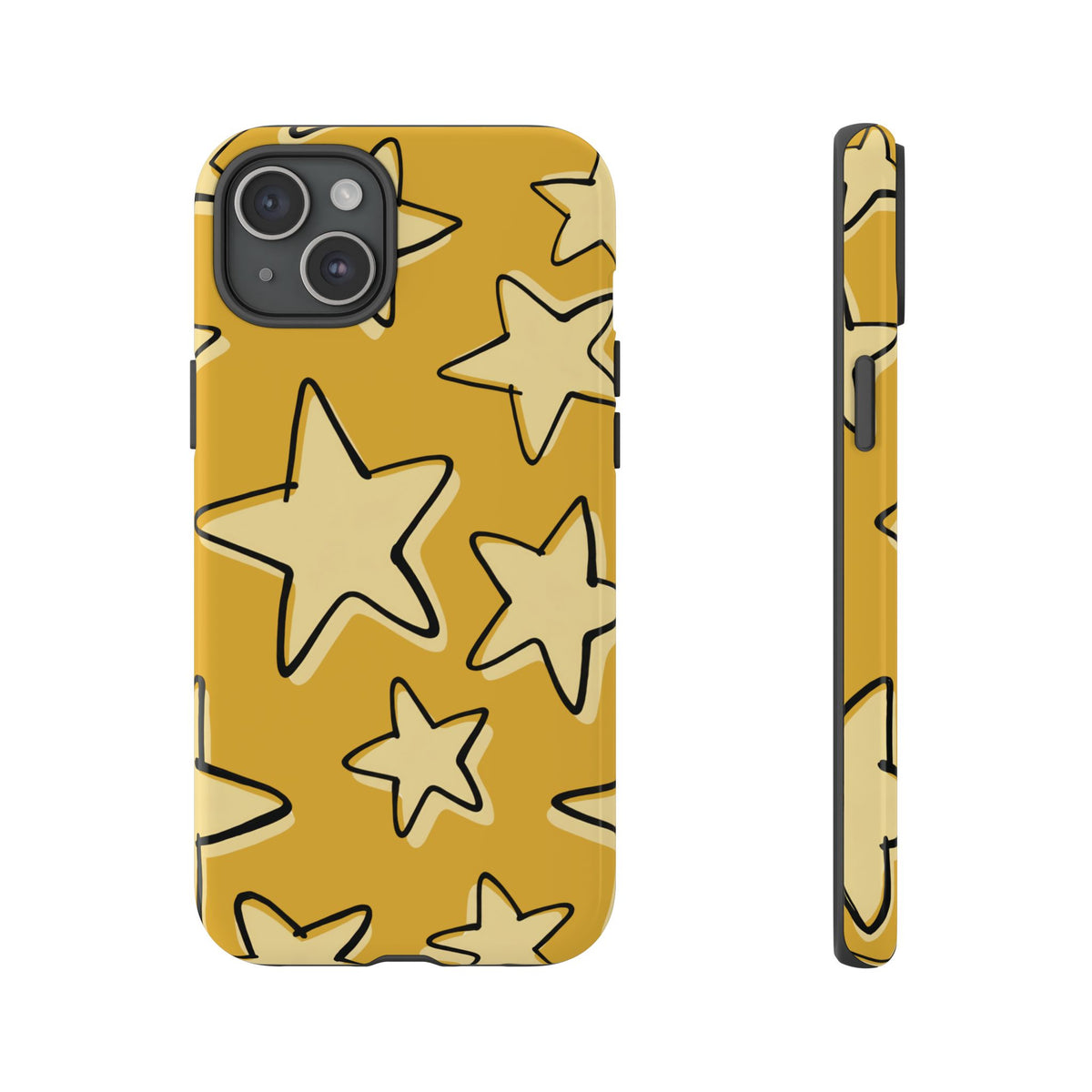Golden Yellow Doodle Star Phone Case