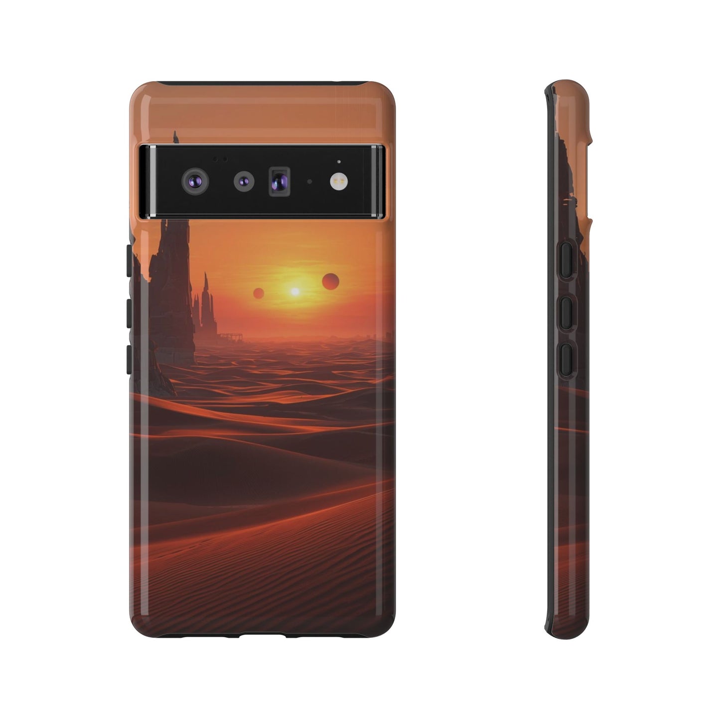 Twin Suns Desert World Sci-fi Phone Case - Orange Phone Case - Google Pixel 6 Pro / Glossy