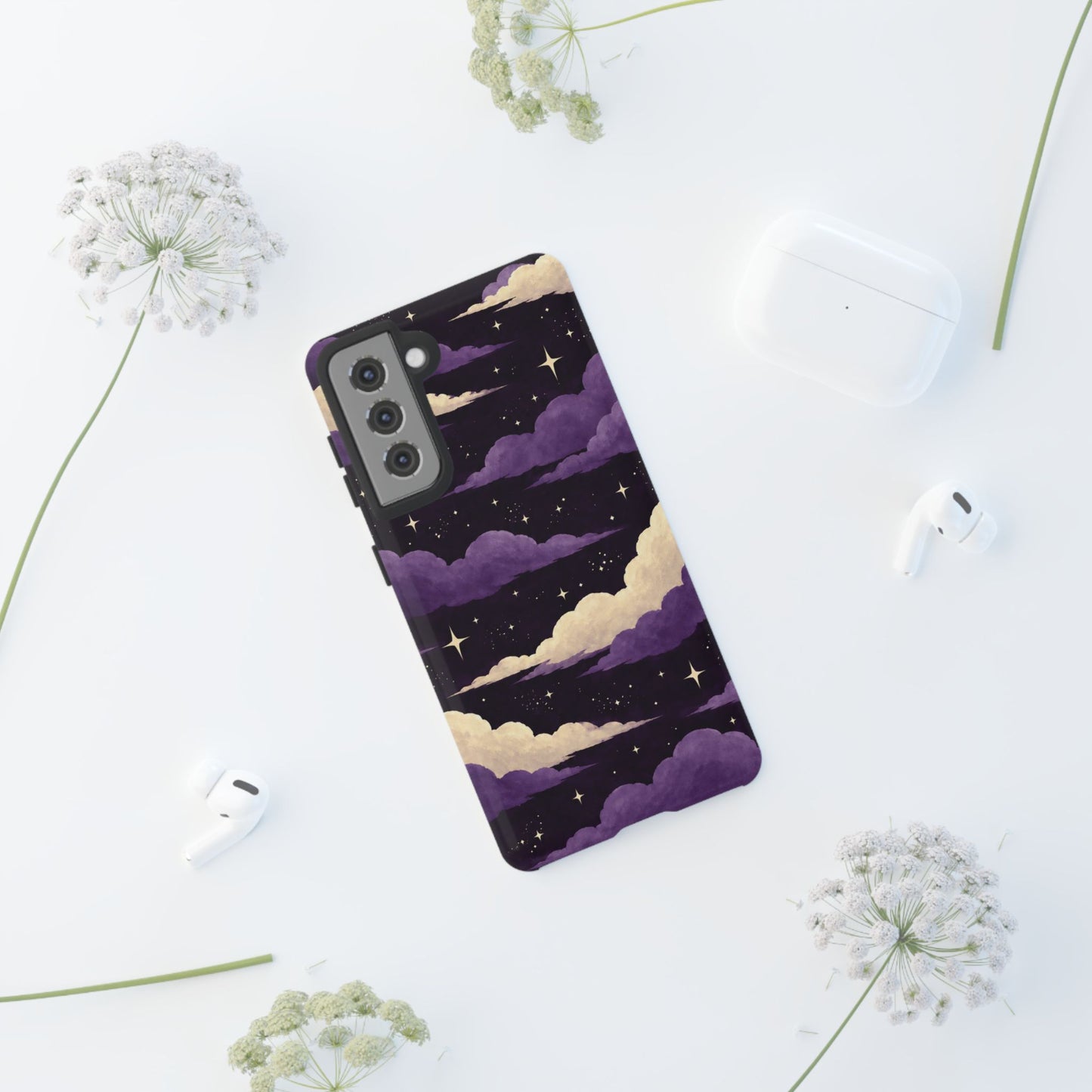 Illustrated Purple Clouds & Stars Phone Case