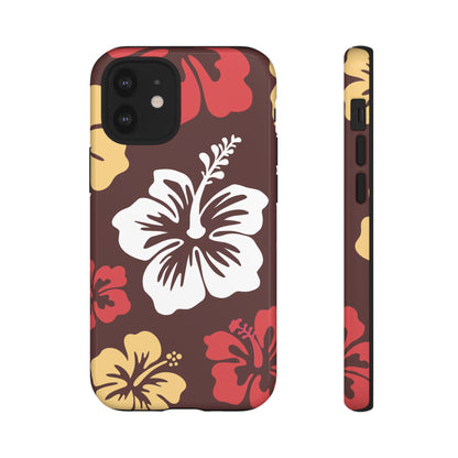 iPhone 12 Mini / Glossy Phone Case - ’Hibiscus Retro Pattern #2’ Phone Case