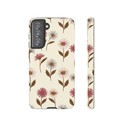 Pretty Cream & Rose Daisy Pattern Phone Case