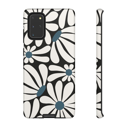Samsung Galaxy S20+ / Glossy Phone Case - Retro Black Daisy Pattern Phone Case