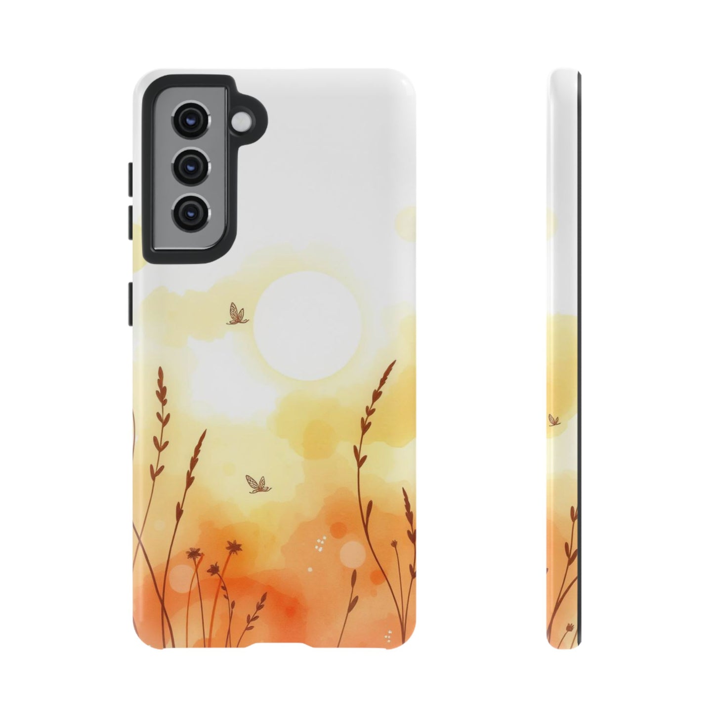 Samsung Galaxy S21 / Glossy Phone Case - Boho Chic Watercolour Wildflower Pattern Phone Case