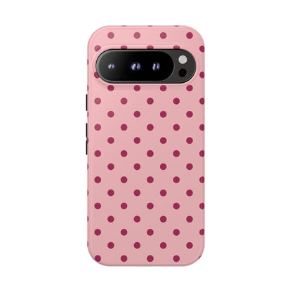 Google Pixel 9 Pro / Glossy Phone Case - ’Pink with Red Dot Pattern’ Phone Case