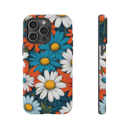 Pop Art Daisies Illustration "Red & Blue" Phone Case