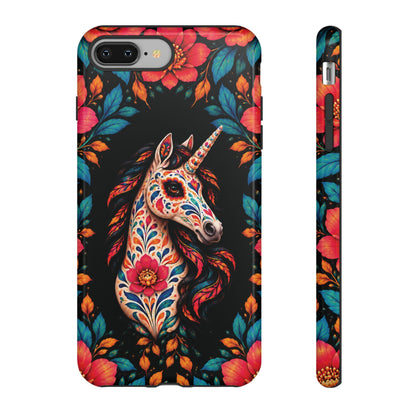 Elegant Pink and Turquoise Calavera Unicorn Phone Case - Phone Case - iPhone 8 Plus / Glossy