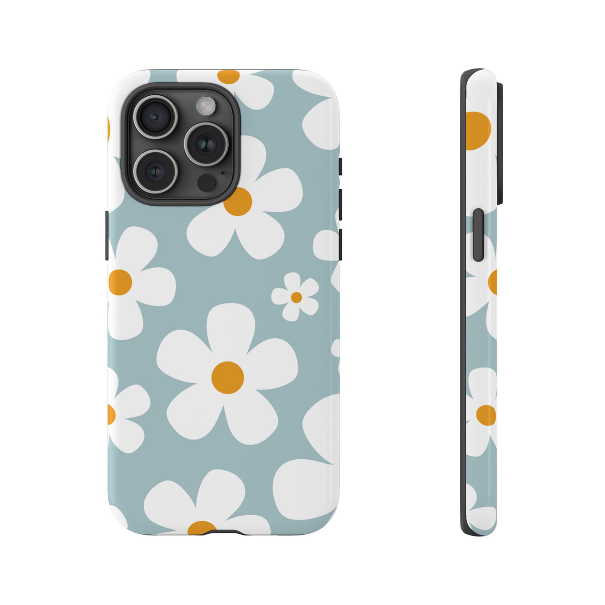 Cute Blue Daisy Pattern Phone Case - Blue Phone Case - iPhone 15 Pro Max / Glossy