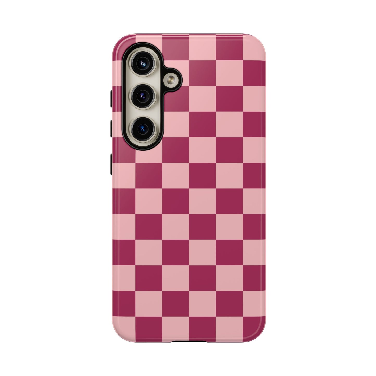 Samsung Galaxy S24 / Glossy Phone Case - ’Pink Checkered Pattern’ Phone Case