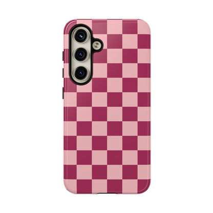 Samsung Galaxy S24 / Glossy Phone Case - ’Pink Checkered Pattern’ Phone Case