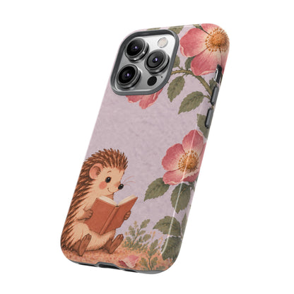 Whimsical Lilac Hedgehog and Wild Rose Phone Case - Purple Phone Case