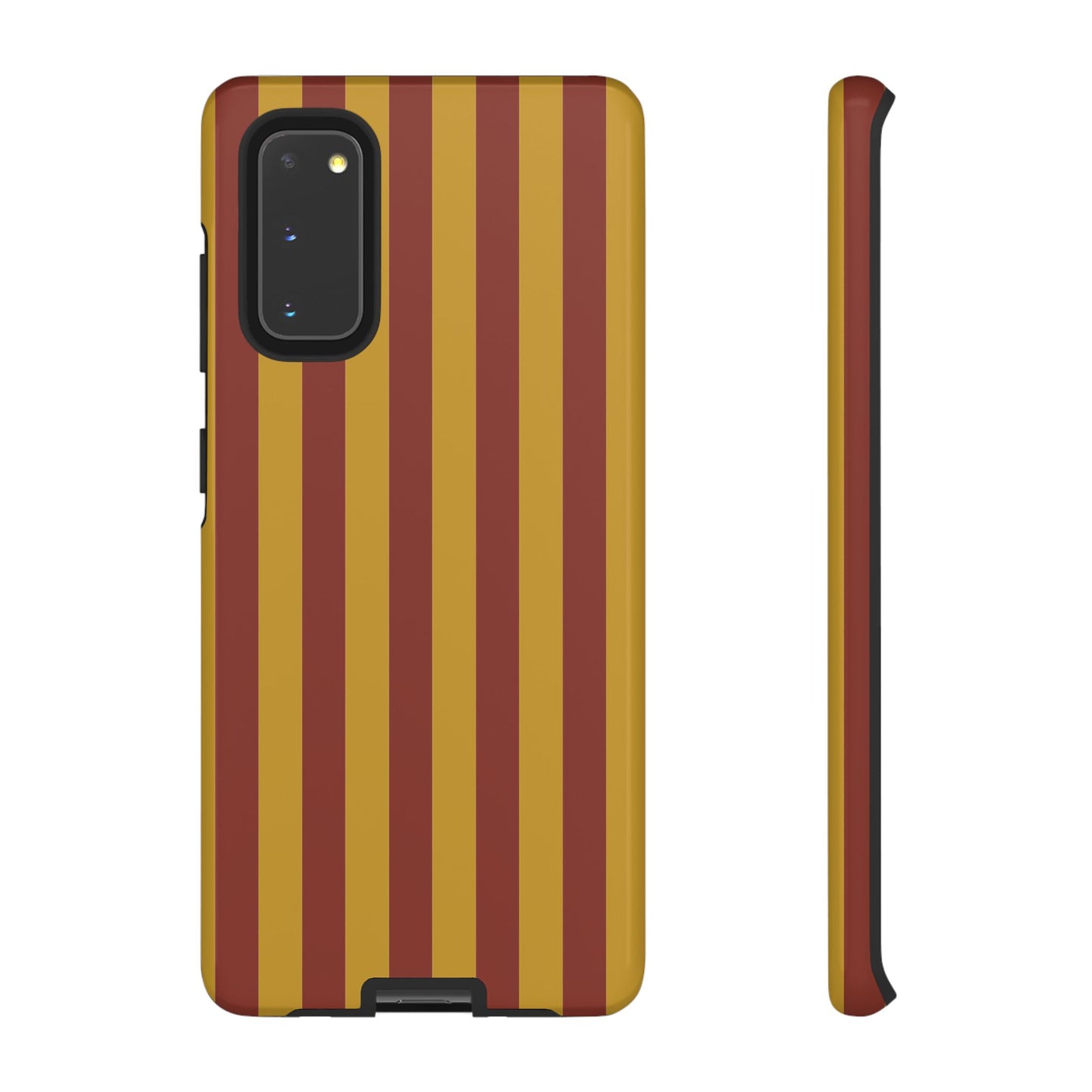 Samsung Galaxy S20 / Glossy Phone Case - Trendy Mustard & Burgandy Stripe Pattern Phone Case