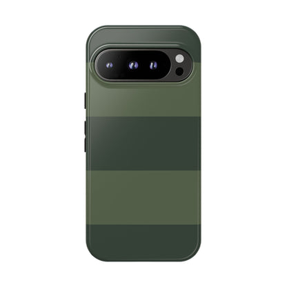 Google Pixel 9 Pro / Glossy Phone Case - Green Horizontal Stripe Pattern Phone Case