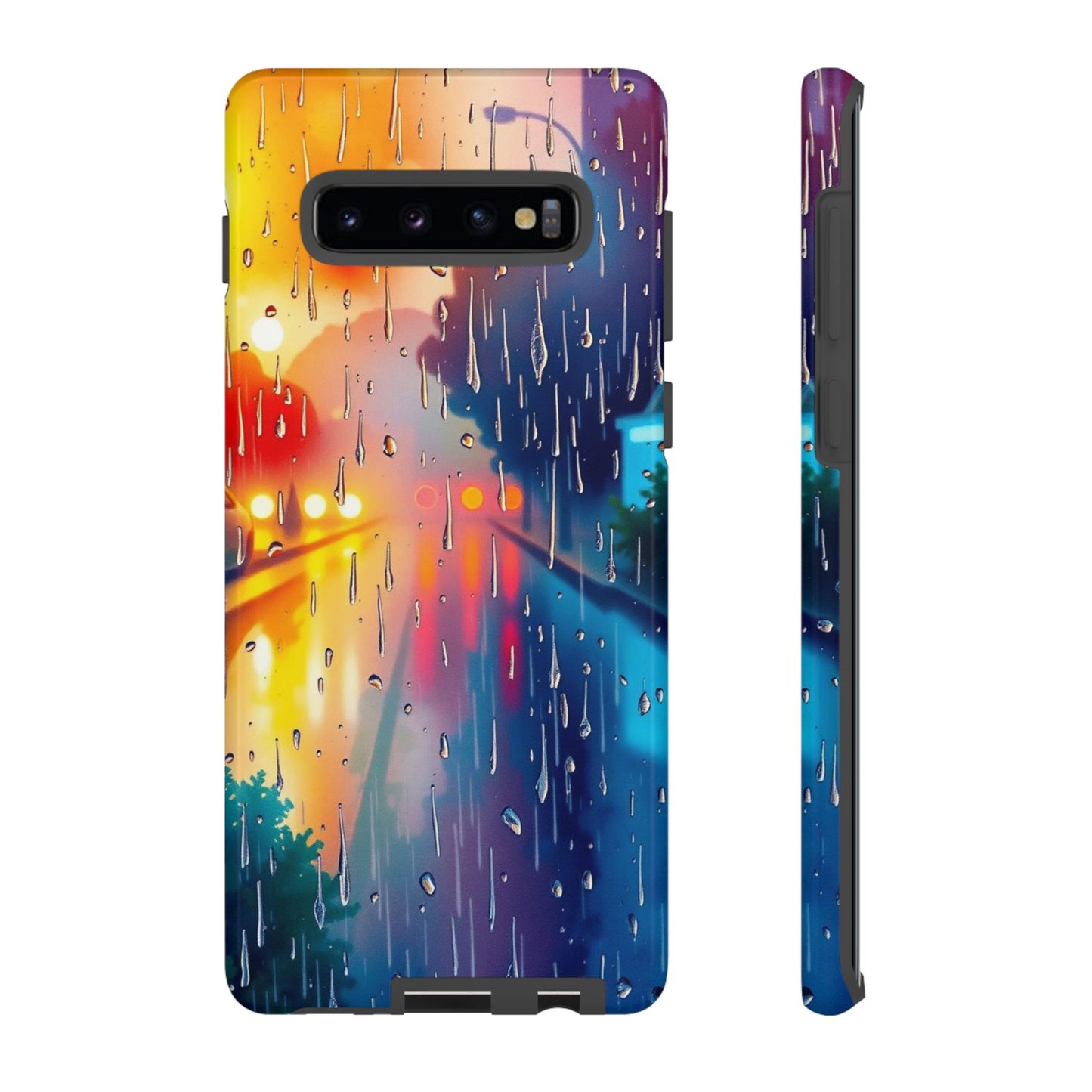 Samsung Galaxy S10 Plus / Glossy Phone Case - Electric Rain Watercolour Design Phone Case