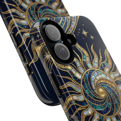 Elegant Navy & Gold Solar Spiral Phone Case