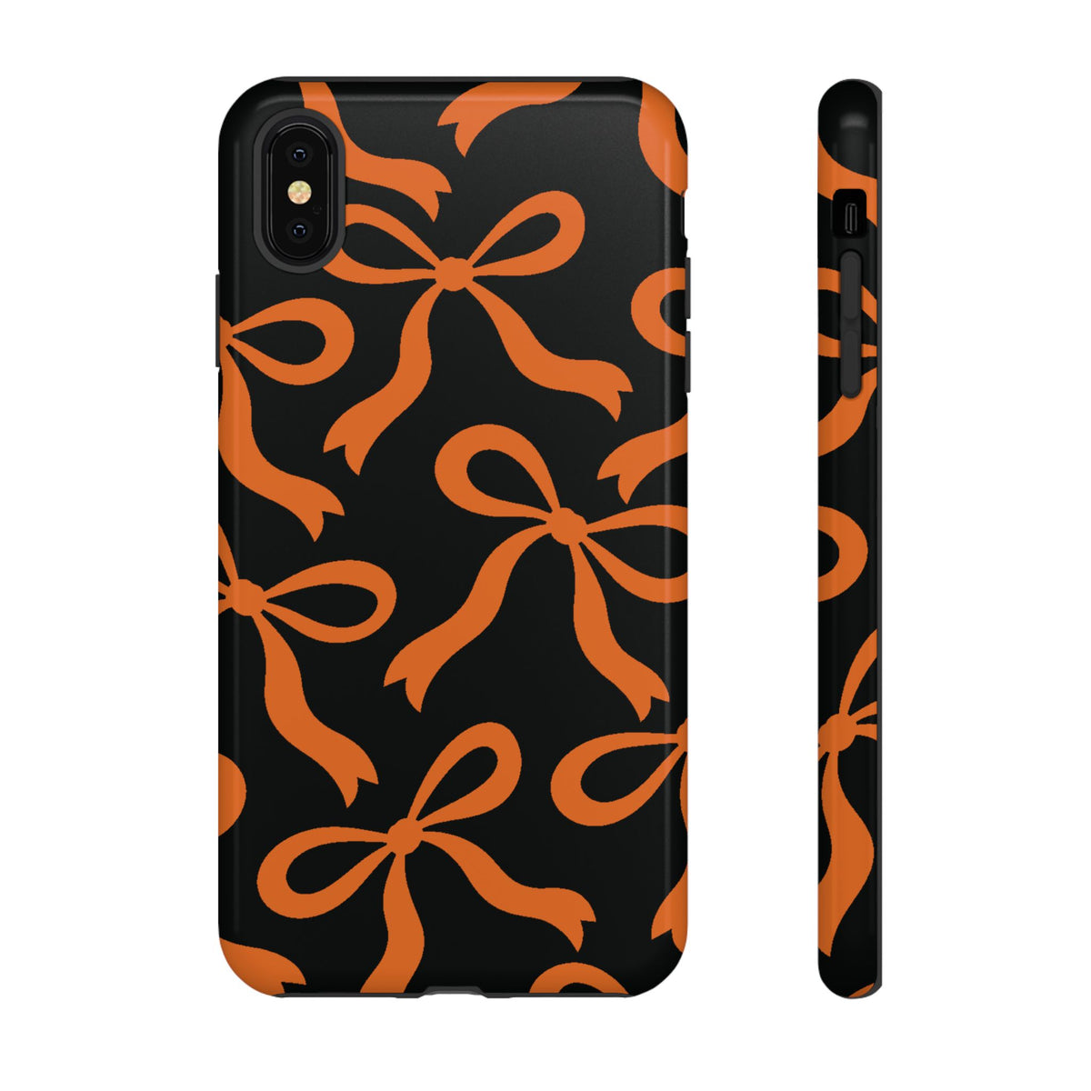 Bold Black and Burnt Orange Bow Pattern Phone Case - Black Phone Case - iPhone XS MAX / Glossy