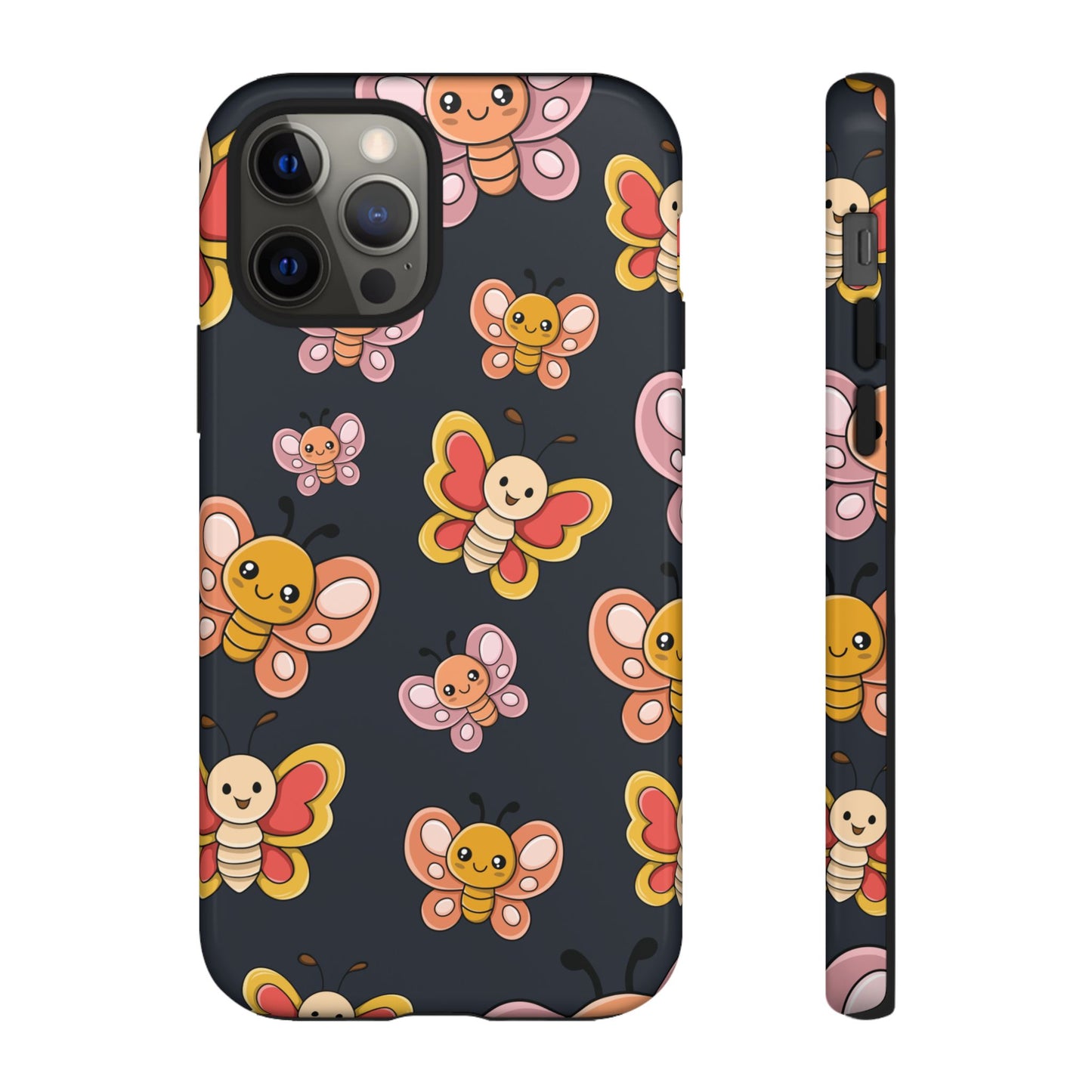 Grey Butterfly Sticker Design Phone Case - Grey Phone Case - iPhone 12 Pro / Glossy
