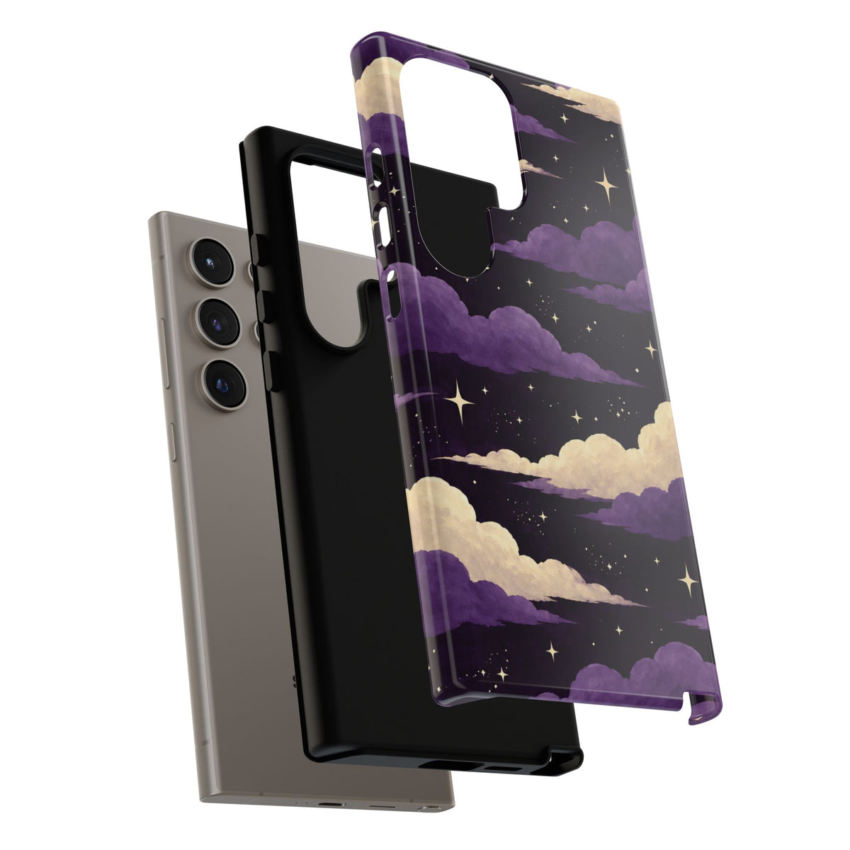 Illustrated Purple Clouds & Stars Phone Case