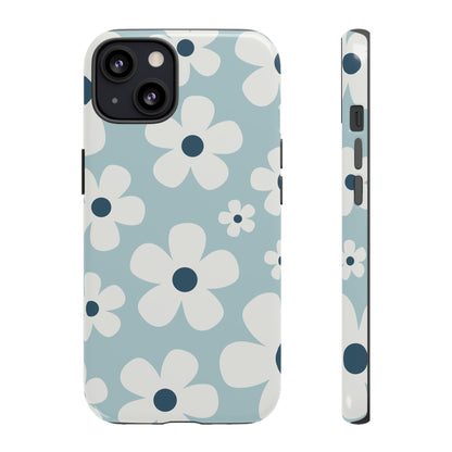 iPhone 13 / Glossy Phone Case - Cute Light Blue Daisy Pattern Phone Case