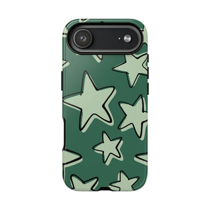 Forest Green Doodle Star Phone Case
