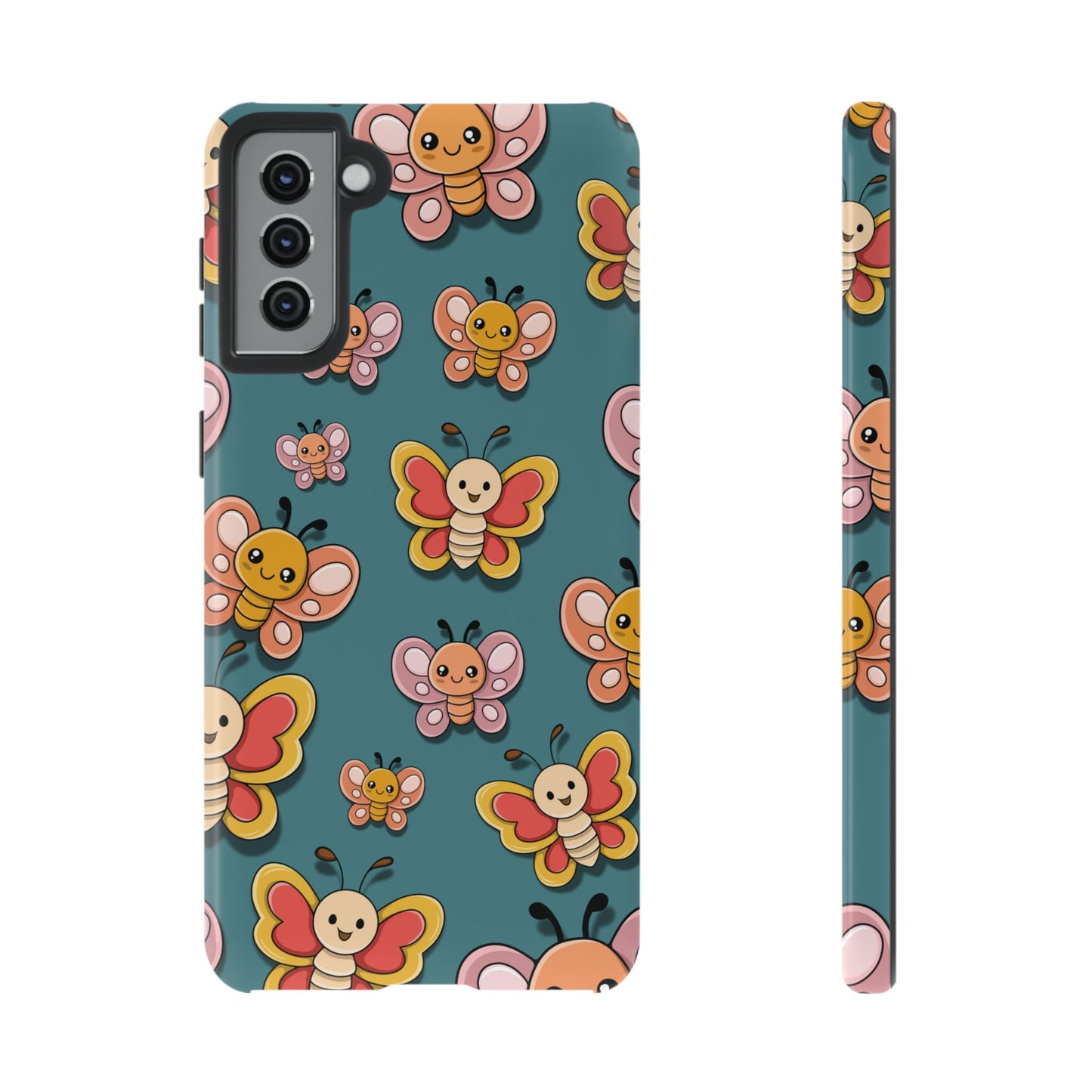 Blue Butterfly Sticker Design Phone Case - Blue Phone Case - Samsung Galaxy S21 Plus / Glossy