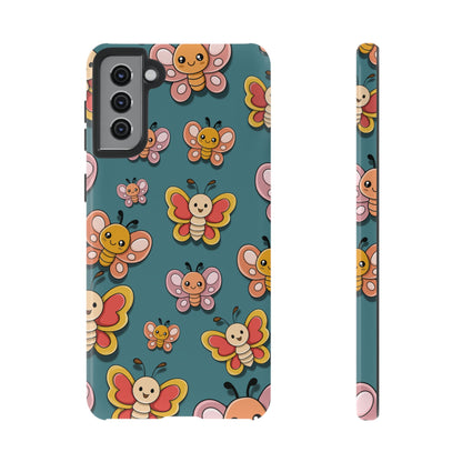 Blue Butterfly Sticker Design Phone Case - Blue Phone Case - Samsung Galaxy S21 Plus / Glossy