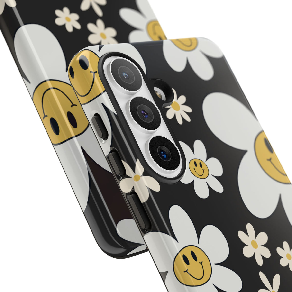 Fun Retro Daisy Pattern with Dark Grey Background Phone Case - Grey Phone Case
