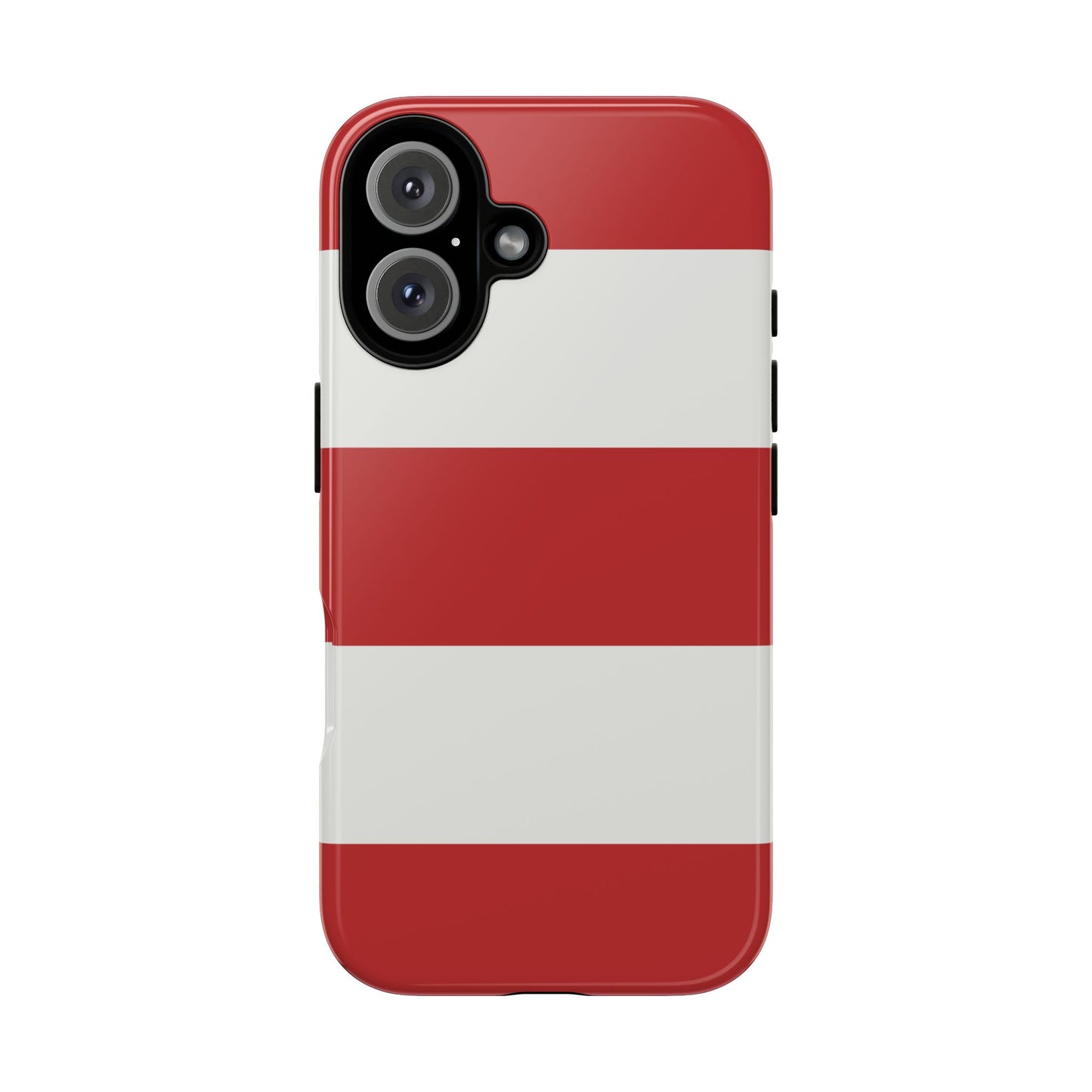 iPhone 16 / Glossy Phone Case - Red & White Horizontal Stripe Pattern Phone Case
