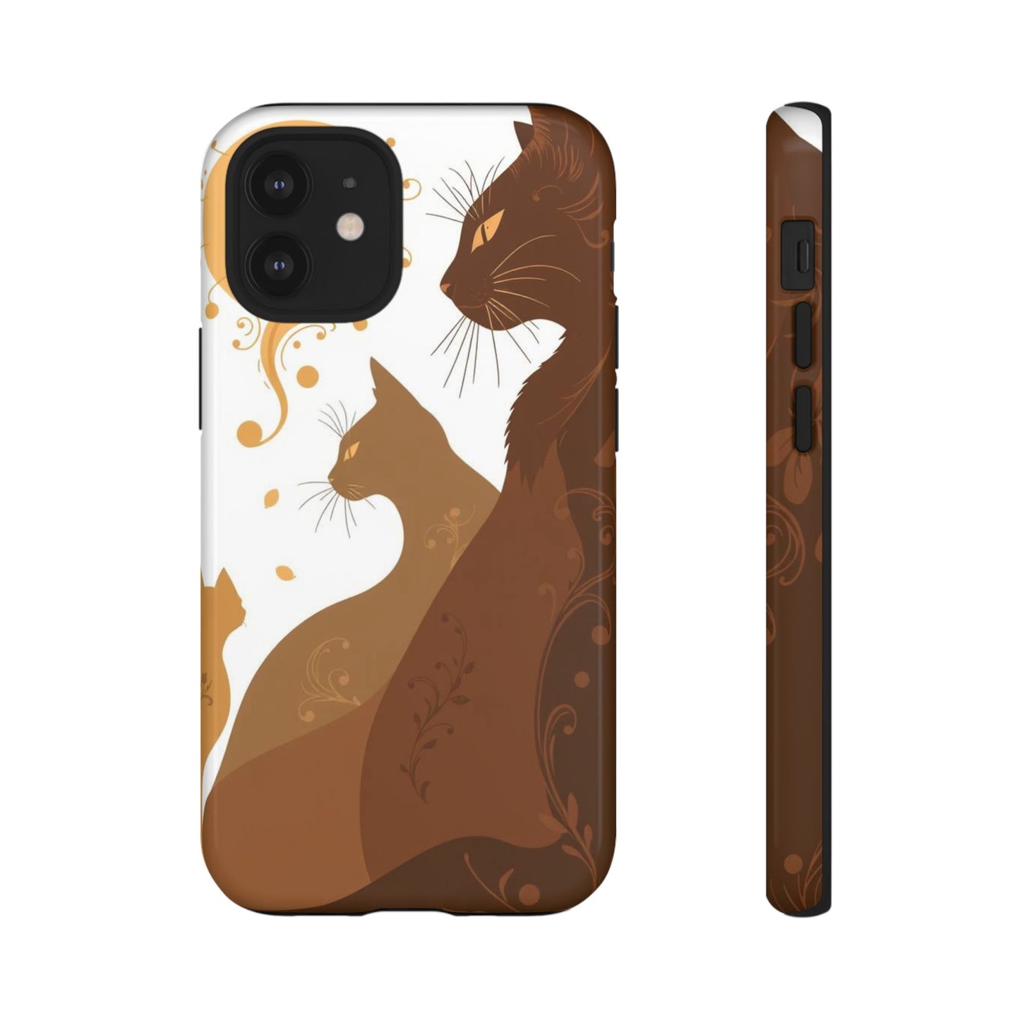 iPhone 12 Mini / Glossy Phone Case - Abstract Cat Pattern Design Phone Case